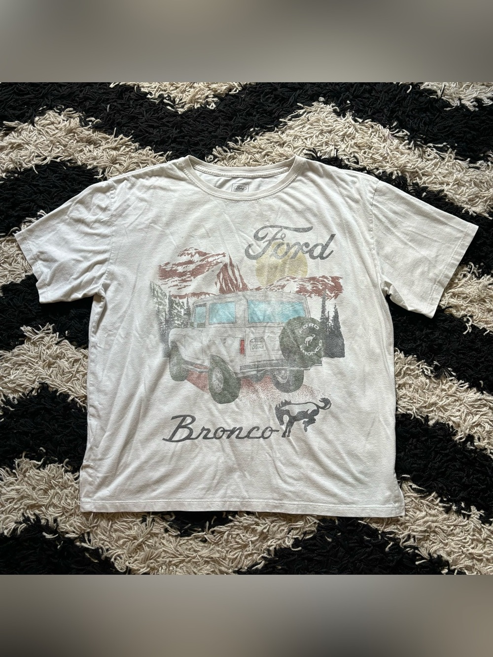 Ford Bronco Faded Graphic Short Sleeve White Tshirt
